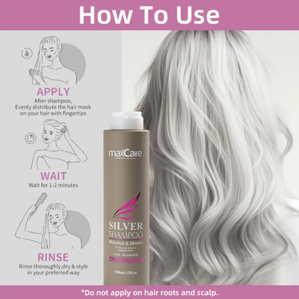 MaxCare - MaxCare Silver Shampoo for Blonde, Bleached & Highlighted Hair 500ml - Shampoo - MaxCare Shop
